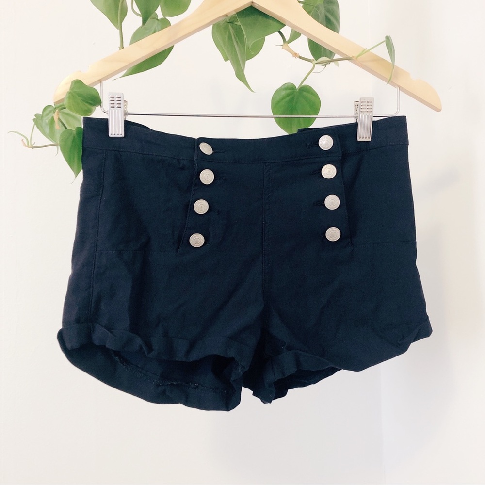 Navy button up mini short
